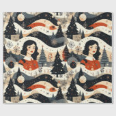 Noir Noël Cadeaupapier (Vlak)