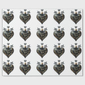 Noir Noel Heart Shaped Ornament Gift Wrap Paper Cadeaupapier (Vlak)