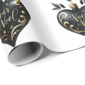Noir Noel Heart Shaped Ornament Gift Wrap Paper Cadeaupapier (Rol Hoek)