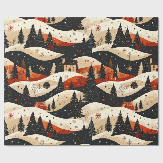 Noir Noël - Huis Cadeaupapier (Vlak)