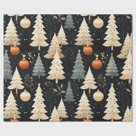 Noir Noël kerstboom Cadeaupapier (Vlak)