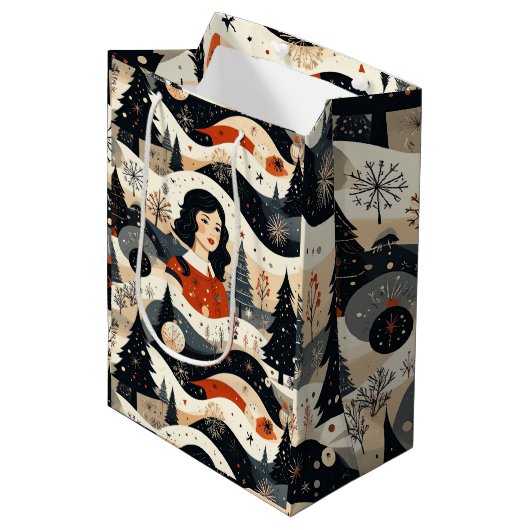 Noir Noël Medium Cadeauzakje (Voorkant Gekanteld)