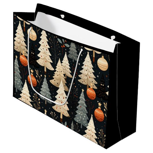 Noir Noël tree Groot Cadeauzakje (Voorkant Gekanteld)