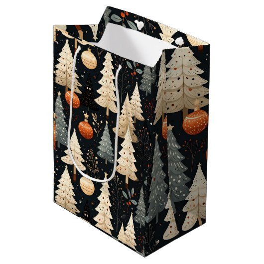 Noir Noël tree Medium Cadeauzakje (Voorkant Gekanteld)