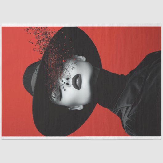 Noir Notes Lady in Black Muzieknoten Decoupage Tissuepapier (Voorkant)