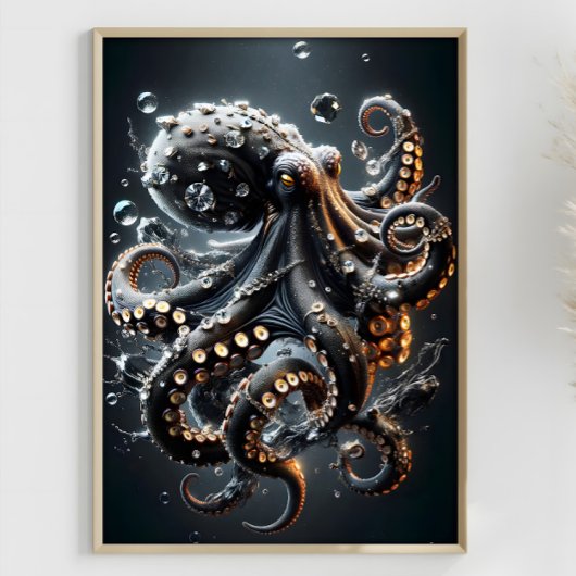 Noir Octopus Fantasy Donkere Squid Surrealistische Poster