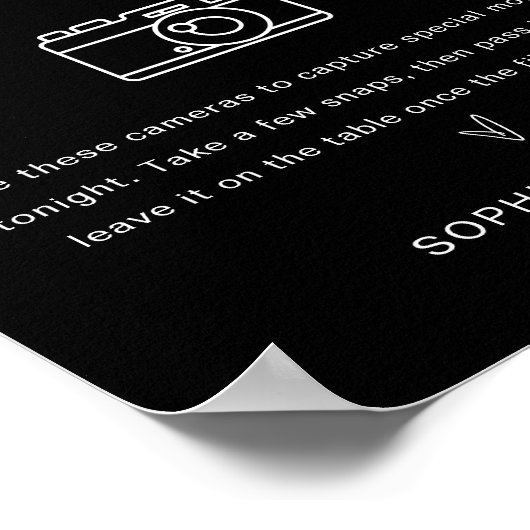 NOIR Oh Snap Disposable Camera Wedding Sign Poster (Hoek)
