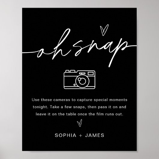 NOIR Oh Snap Disposable Camera Wedding Sign Poster (Voorkant)