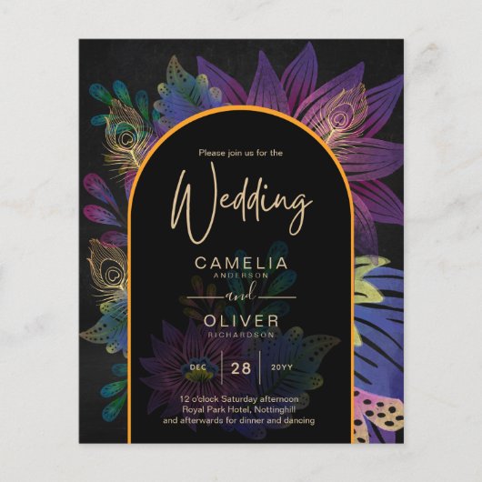 Noir Peacock Jewel Tones Floral Wedding (Voorkant)
