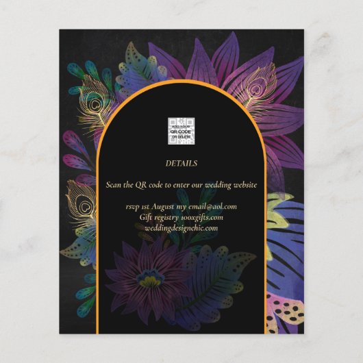 Noir Peacock Jewel Tones Floral Wedding (Achterkant)