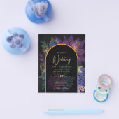 Noir Peacock Jewel Tones Floral Wedding Flyer (Enkel)