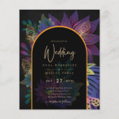 Noir Peacock Jewel Tones Floral Wedding Flyer (Voorkant)