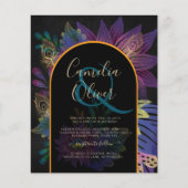 Noir Peacock Jewel Tones Floral Wedding Flyer (Voorkant)