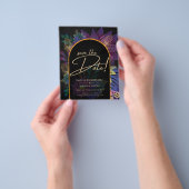 Noir Peacock Jewel Tones Floral Wedding Flyer (Hand)
