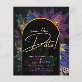 Noir Peacock Jewel Tones Floral Wedding Flyer