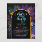 Noir Peacock Jewel Tones Floral Wedding Flyer (Voorkant)