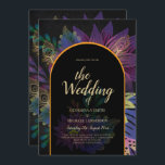 Noir Peacock Jewel Tones Floral Wedding Kaart<br><div class="desc">Mooie juwelen tonen (paars, pauw blauw, groen, blauwgroen, goud, maroon, bes, wijn) met een flinke typografische vormgeving. Dit trouwpunt maakt deel uit van een groter collectie dat trouwuitnodigingen (budget en traditioneel) RSVP-kaarten, Save the Dates, Wedding Welcome Sign en nog veel meer omvat. Uitzicht het bijgevoegde collectie om ze allemaal te...</div>