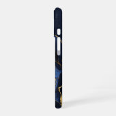 Noir Saphir Luxe Midnight Navy Marmer Goud iPhone 16 Hoesje (Linkerkant)