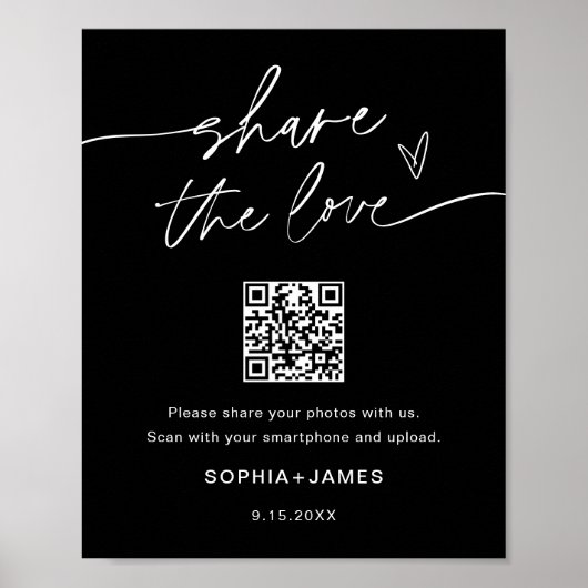 NOIR Share the Love Trouwfoto QR-code Poster (Voorkant)