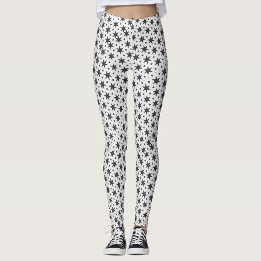 Noir Starry Stars Pattern Leggings ★ Psydefx★ (Voorkant)