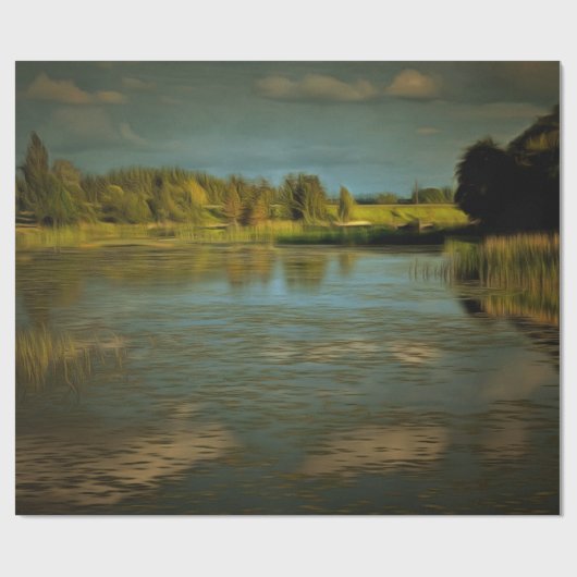 Noir uitzicht van een meer cadeaupapier (Vlak)