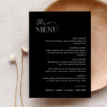 NOIR Weddenschap-menu 5x7 Kaart<br><div class="desc">Het Collectie NOIR kenmerkt een klassieke zwarte kleur en een verbluffend modern calligrafiekmanuscriptdoopvont, die tot een blik leiden die zowel elegant als verfijnd is. Dit collectie is perfect voor koppels die een tijdloos en klassiek gevoel voor hun speciale gebeurtenis willen creëer. De vette zwarte kleurenregeling creëer een opvallend contrast met...</div>