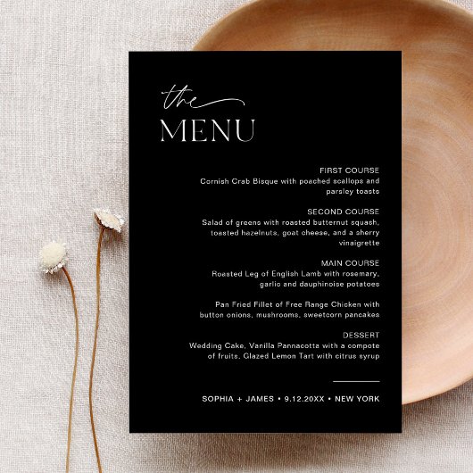 NOIR Weddenschap-menu 5x7 Kaart