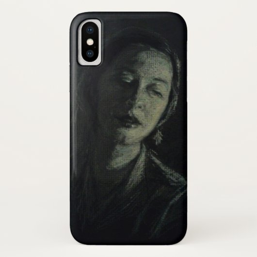 Noir White Charcoal Woman op Black iPhone Case (Achterkant)