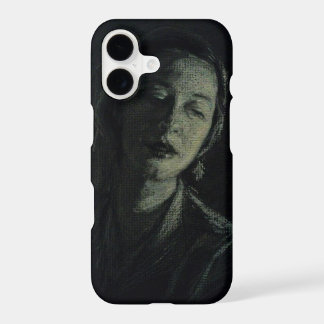 Noir White Charcoal Woman op Black iPhone Case