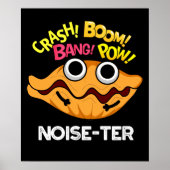 Noise-ter Funny Noisy Oyster Pun Dark BG Poster (Voorkant)