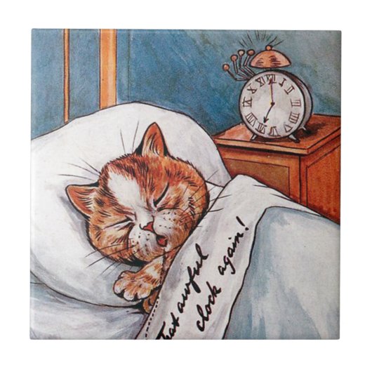 Noisy Alarm Clock, Louis Wain Tegeltje (Voorkant)