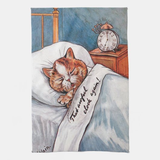 Noisy Alarm Clock, Louis Wain Theedoek (Verticaal)