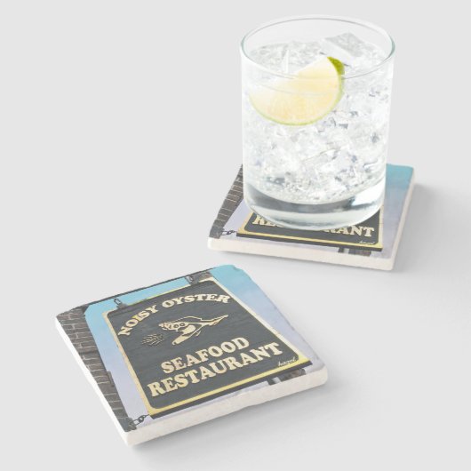 Noisy Oyster Seafood Restaurant Charleston, SC. Stenen Onderzetter (Zijkant)