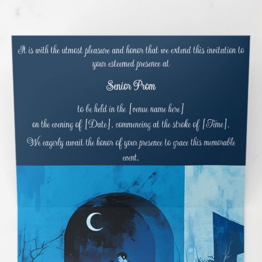 Noite da Lua, prom night Drieluik Uitnodiging (Binnenzijde eerst)