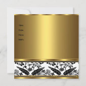 Noite verjaardag Floral Gold Black White 3 Kaart (Achterkant)