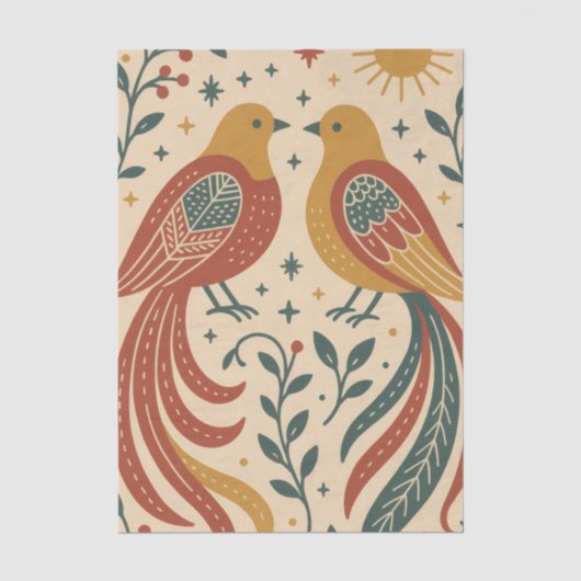 Nokshi Katha : Vogel (Pakhi) Tissuepapier (Voorkant)