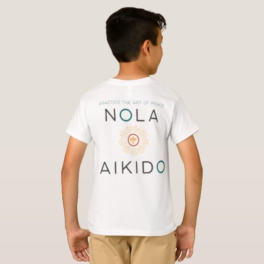 NOLA Aikido Kinder T-shirt met groen (Achterkant volledig)