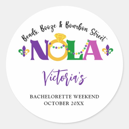 NOLA BACHELORETTE WEEKEND RONDE STICKER (Voorkant)