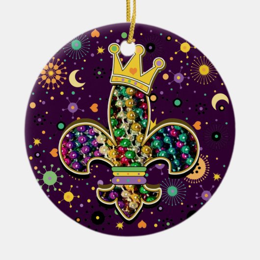 NOLA Data Fleur de is kralen Keramisch Ornament (Voorkant)