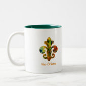 NOLA-gekleurde Fleur de lis (2) Tweekleurige Koffiemok (Links)