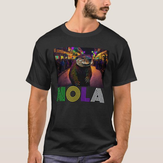 Nola Gezegde New Orleans Mardi Gras Nutria Rat 1 T-shirt (Voorkant)