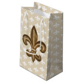 Nola Gold en White French Fleur De Lis Klein Cadeauzakje (Achterkant Gekanteld)