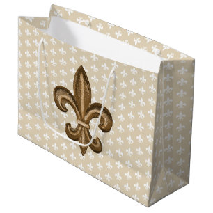 Nola Gold en White French Fleur De Lis Large Cadeautasje