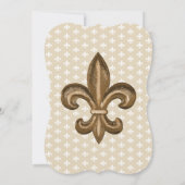 Nola Gold en White French Fleur De Lis Wedding Kaart (Achterkant)
