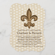 Nola Gold en White French Fleur De Lis Wedding