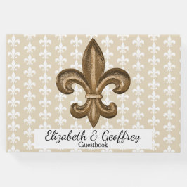 Nola Gold & White Franse Fleur de Lis bruiloft Gastenboek