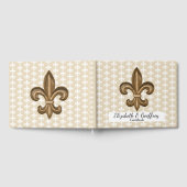 Nola Gold & White Franse Fleur de Lis bruiloft Gastenboek (Volledig)