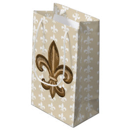 Nola Gold & White French Fleur De Lis Klein Cadeauzakje