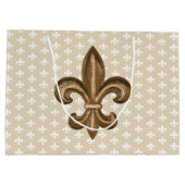 Nola Gold & White French Fleur De Lis Large Cadeautasje (Achterkant)