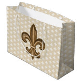 Nola Gold & White French Fleur De Lis Large Cadeautasje (Achterkant Gekanteld)